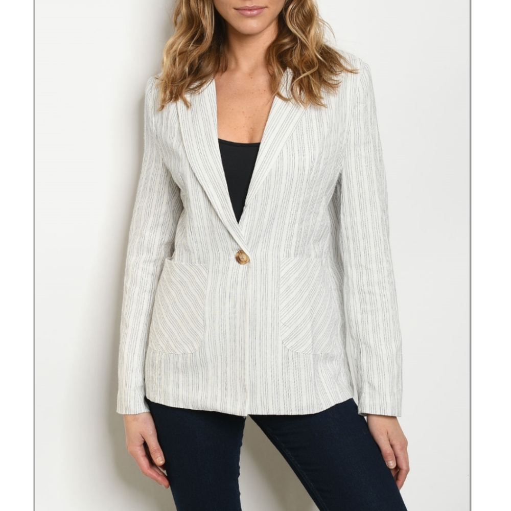 Pinstripe Boyfriend Long Hourglass Blazer